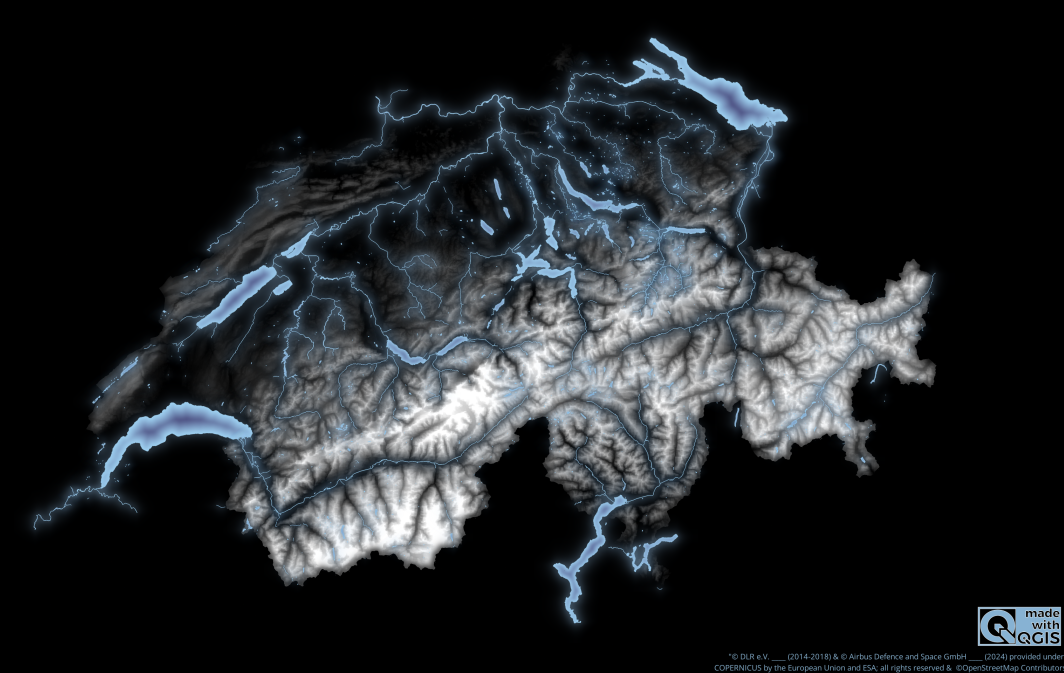 Berge & Wasser "© DLR e.V. ____ (2014-2018) & © Airbus Defence and Space GmbH ____ (2024) provided under COPERNICUS by the European Union and ESA; all rights reserved & ©OpenStreetMap Contributors